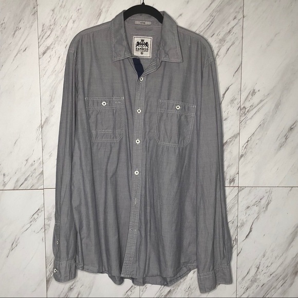 Express Fitted Poplin Long Sleeve Button Up Shirt SZ XL - Picture 1 of 4